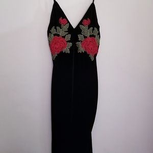 KTOO Velvet Like Rose Dress Black‎ XS